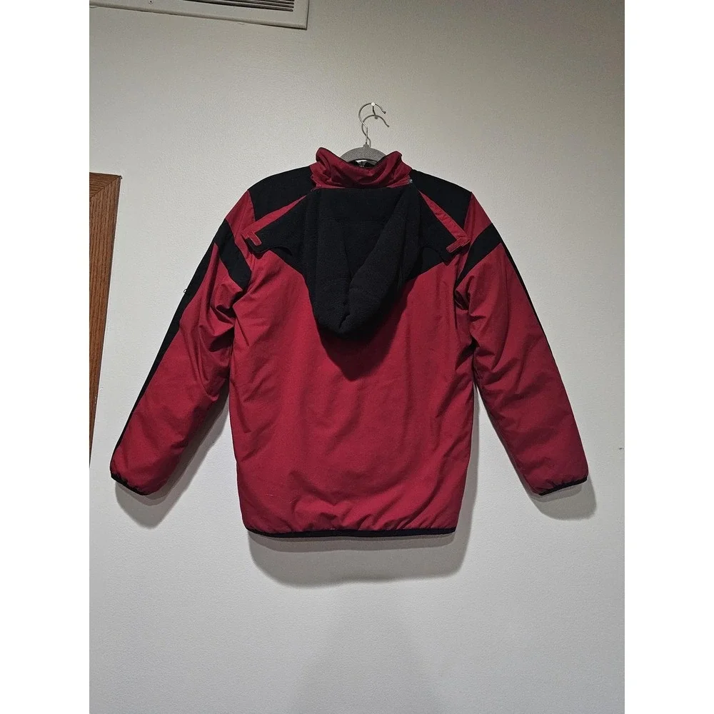 Nike Jacket Youth Large 14-16 Red Black Reversible Fleece Puffer Hooded